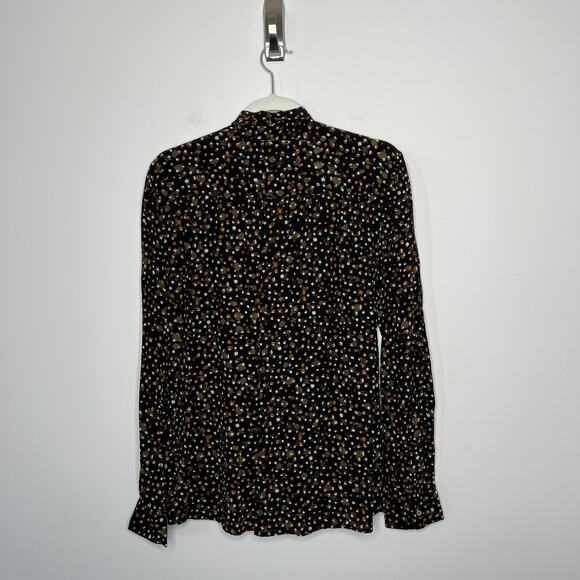 Scotch & Soda Shirt Womens Large Black Fall Print Acorn 100% Viscose Button Up‎ - Picture 2 of 16